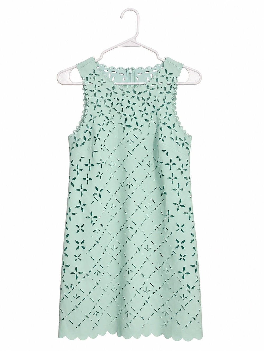 J.Crew Mint Green Laser Cut Shift Women’s Size 6 Scalloped Sleeveless Dress